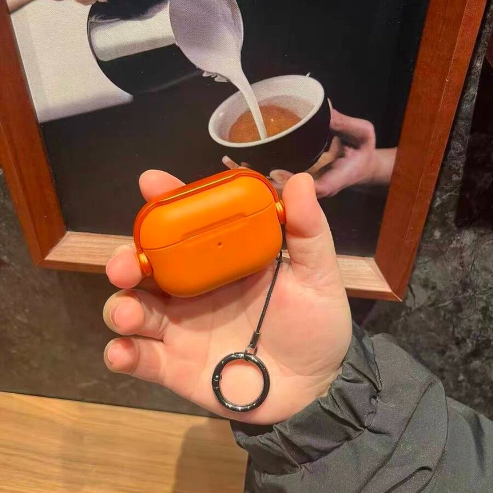 Orange Silicone Earbud Case w/ Key Ring